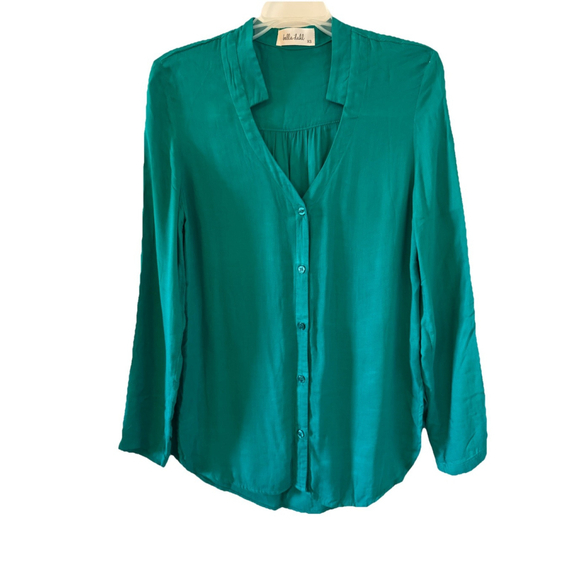 Bella Tops - Bella Dahl XS Women’s Green Rayon Button Down Top Soft Flowy